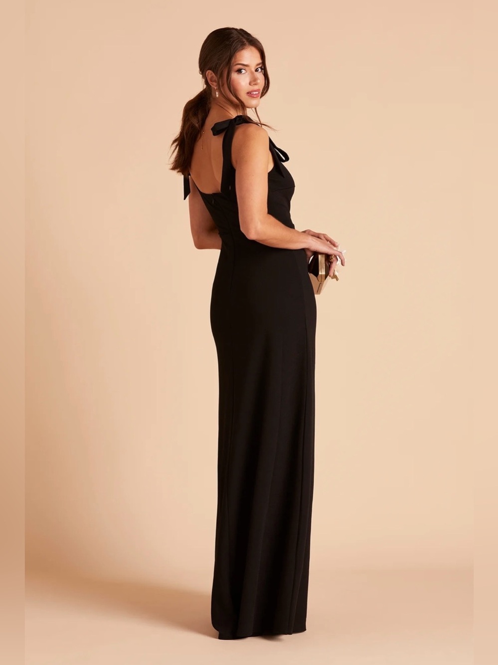 NWT Birdy Grey Alex large black crepe bridesmaid dress wedding formal prom bump